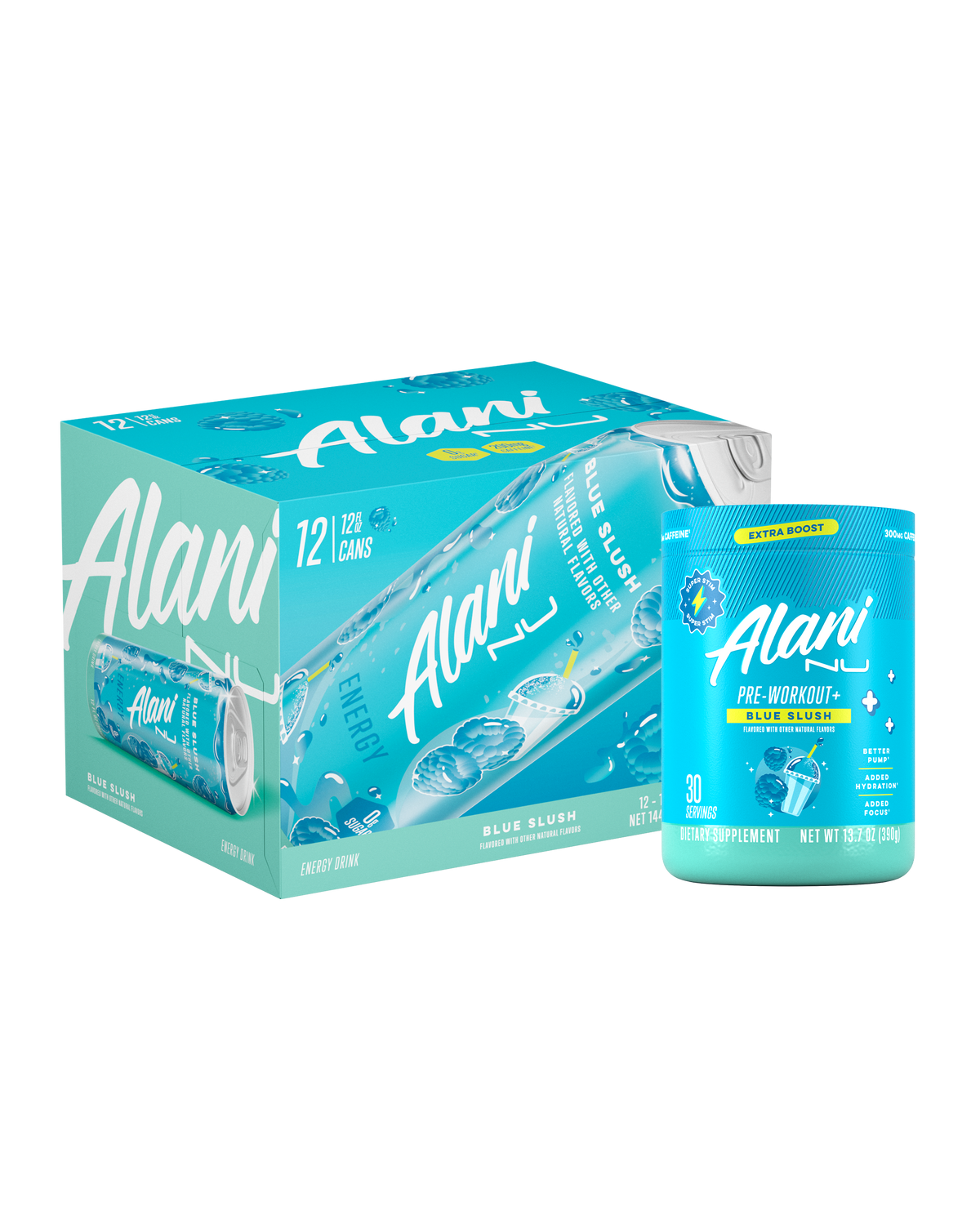 Alani Nu Energy Drink & Pre-Workout+ - Blue Slush U7 - image 1