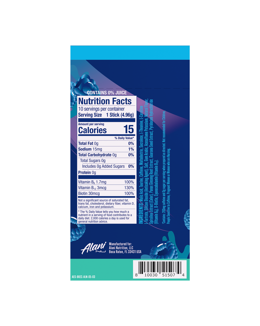 Alani Nu Energy Sticks - Breezeberry D9 - image 3