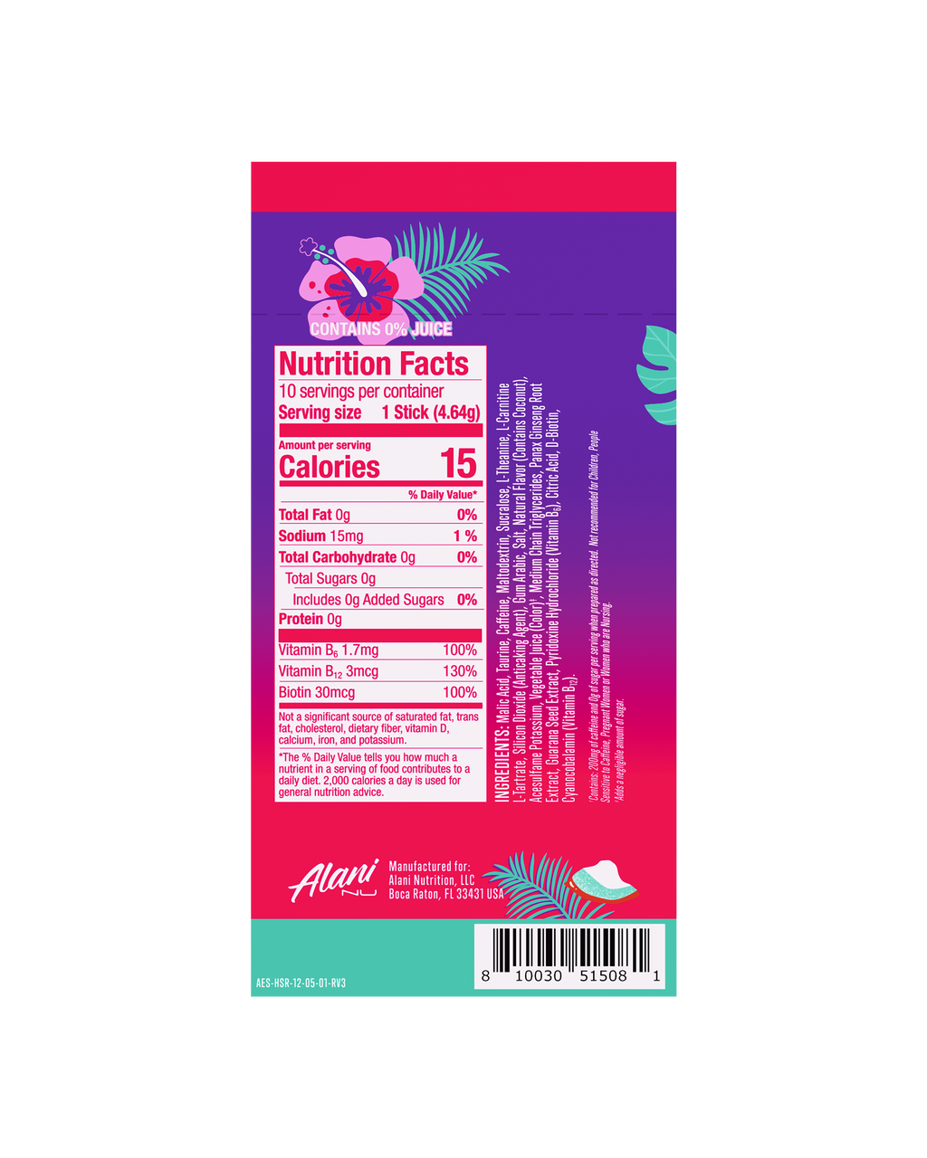 Alani Nu Energy Sticks - Hawaiian Shaved Ice D7 - image 3