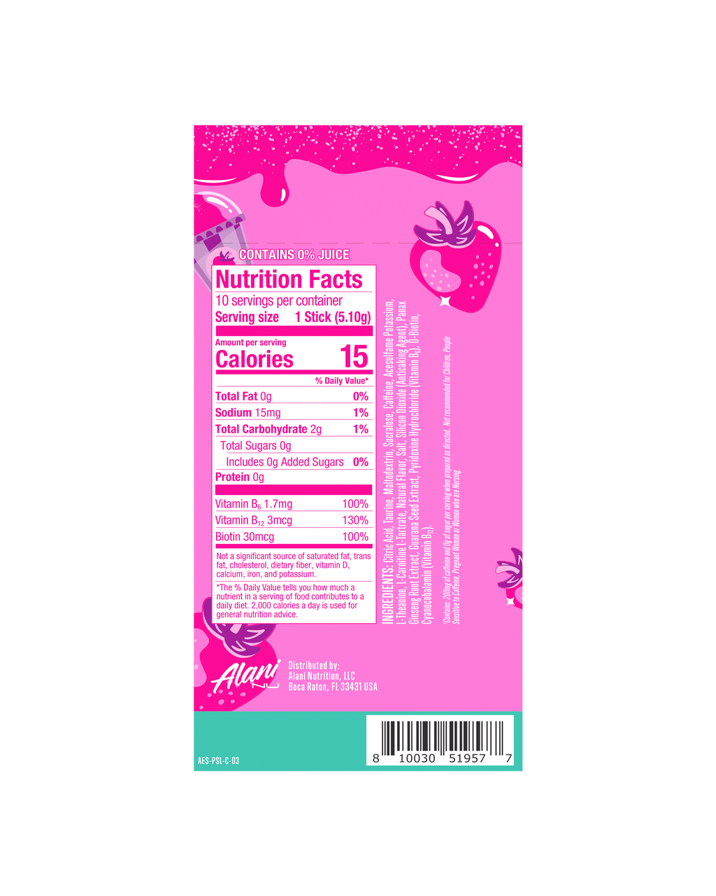 Alani Nu Energy Sticks - Pink Slush B6 - image 3